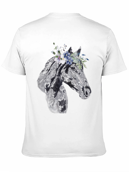 Horse with Floral Crown Graphic Tee