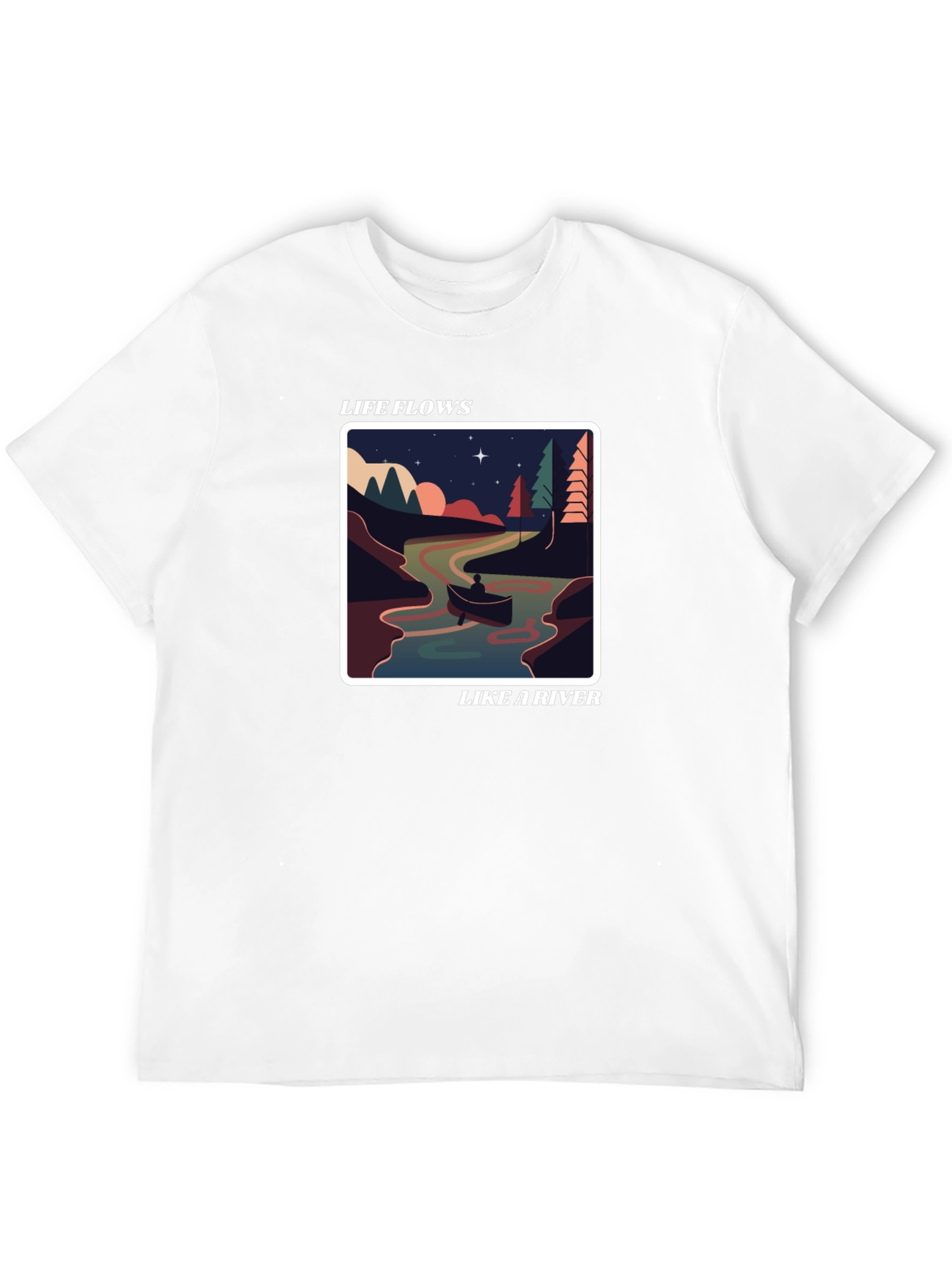 Life Flows Like a River Graphic Tee - Black
