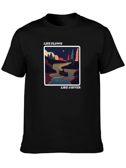 Life Flows Like a River Graphic Tee - Black