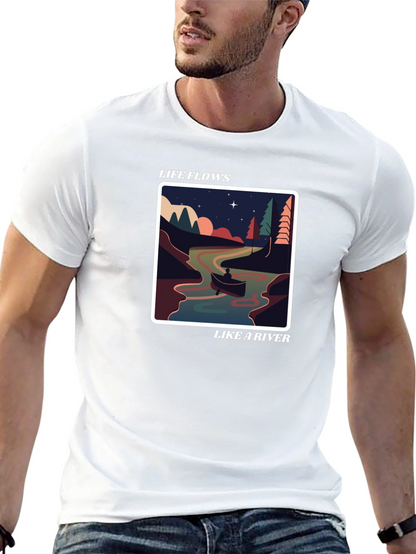 Life Flows Like a River Graphic Tee - Black