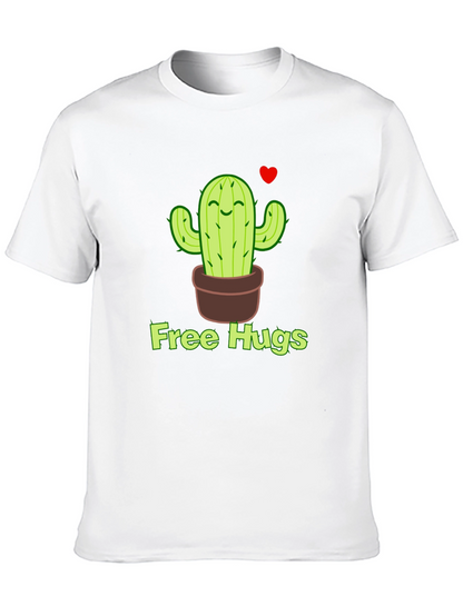 Free Hugs Cactus T-Shirt - Black Graphic Tee