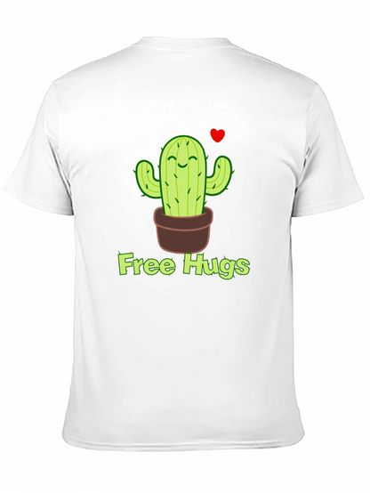 Free Hugs Cactus T-Shirt - Black Graphic Tee