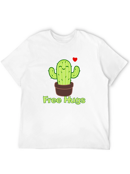 Free Hugs Cactus T-Shirt - Black Graphic Tee