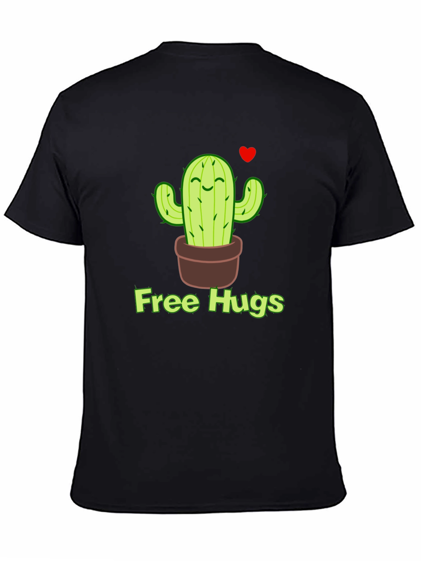 Free Hugs Cactus T-Shirt - Black Graphic Tee