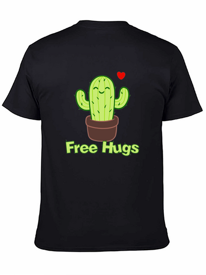 Free Hugs Cactus T-Shirt - Black Graphic Tee