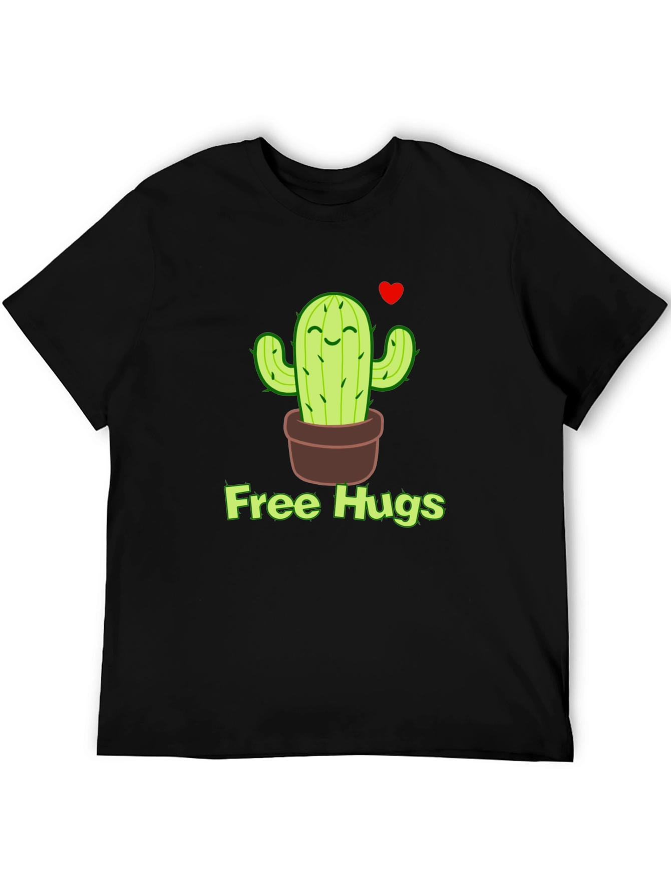Free Hugs Cactus T-Shirt - Black Graphic Tee