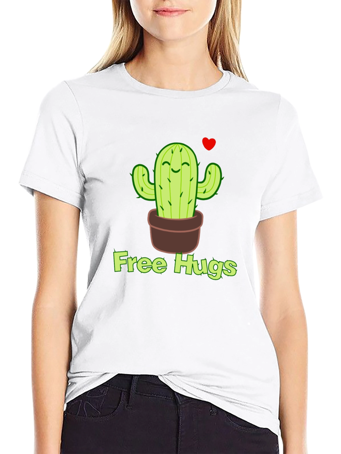 Free Hugs Cactus T-Shirt - Black Graphic Tee