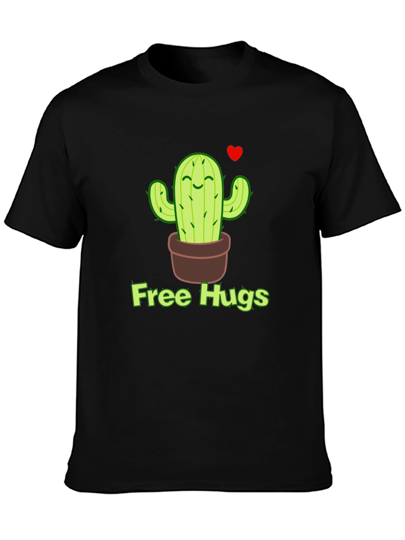 Free Hugs Cactus T-Shirt - Black Graphic Tee