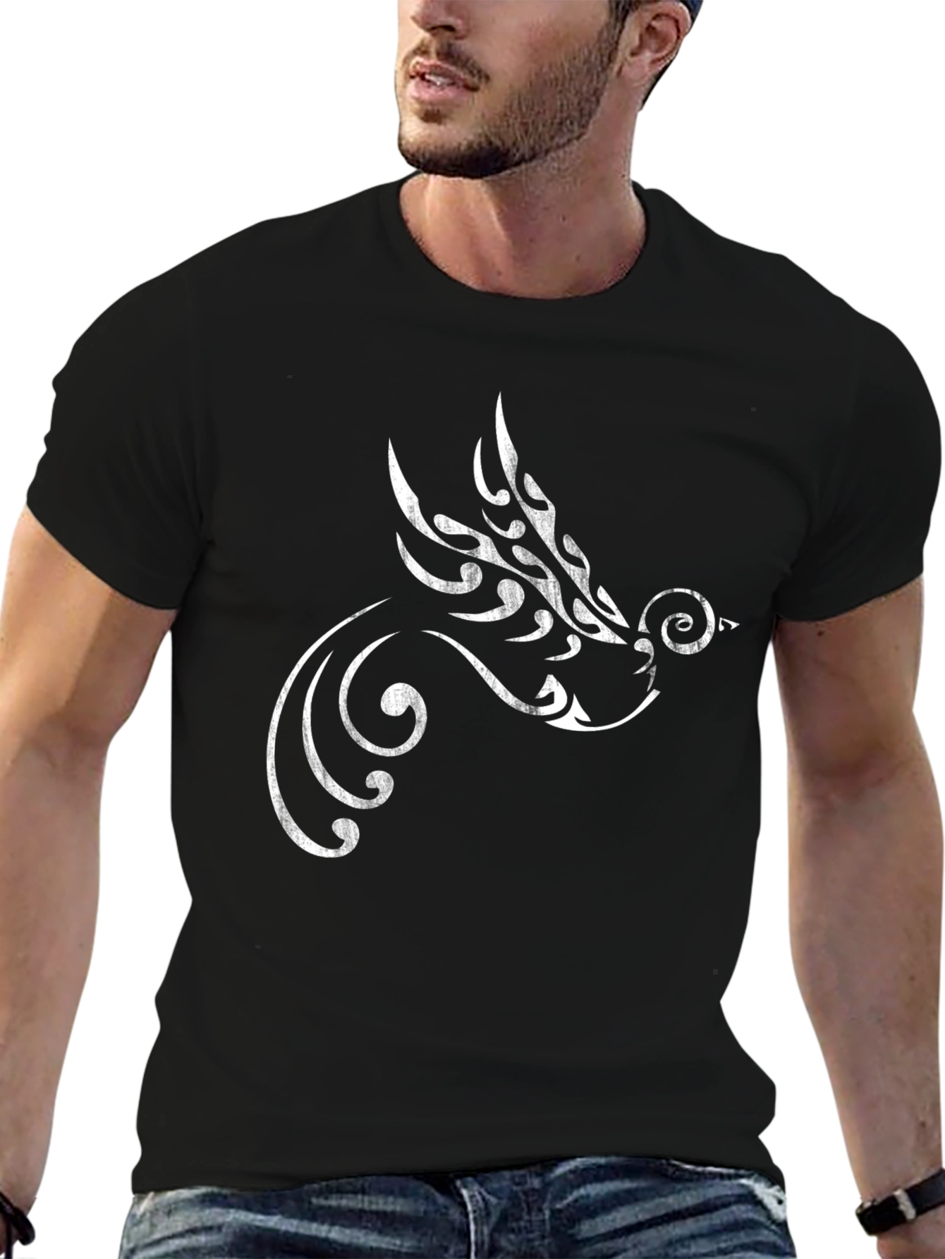 Tribal Dove Graphic Black T-Shirt