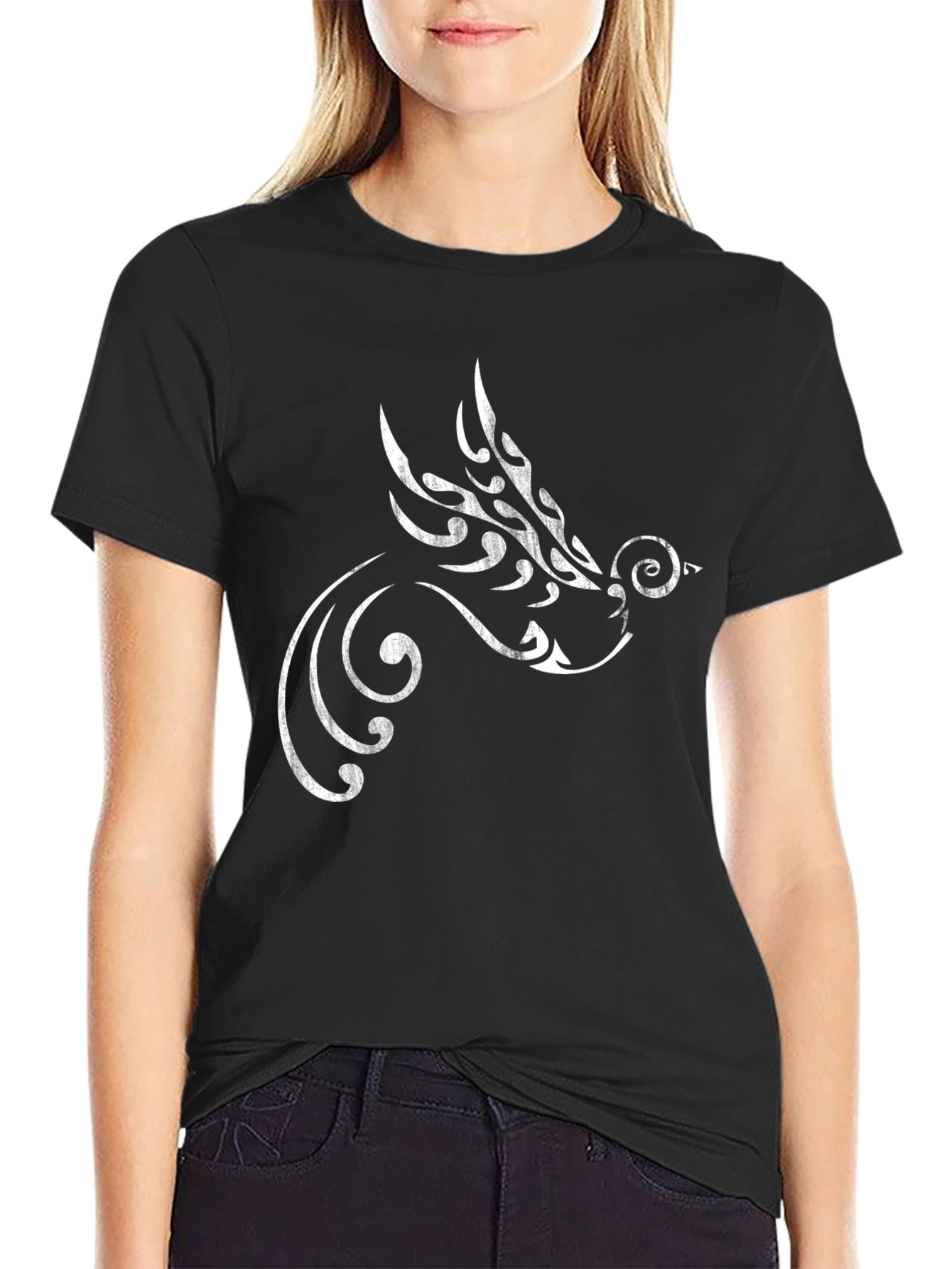Tribal Dove Graphic Black T-Shirt