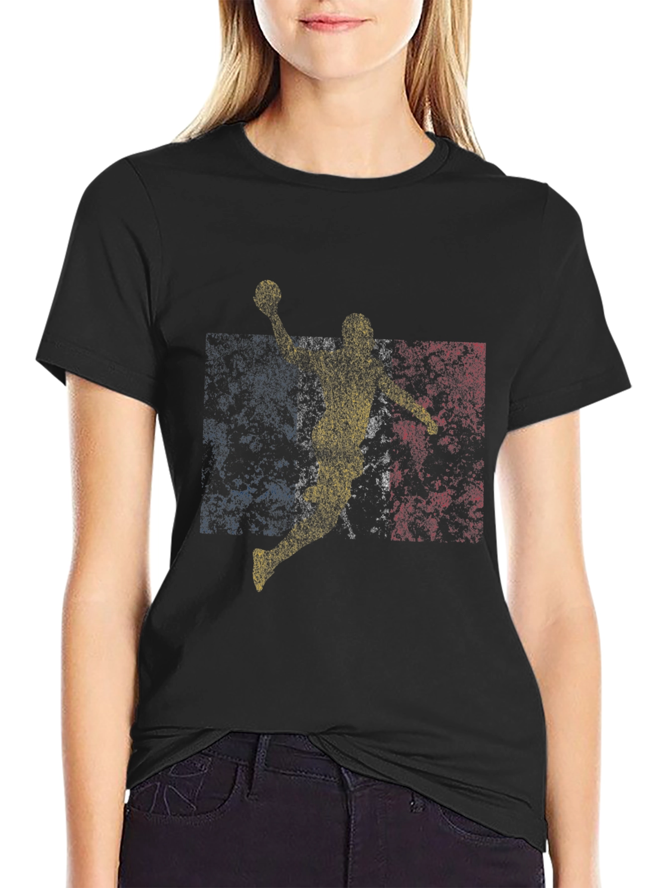 Handball Player Graphic Tee - Black