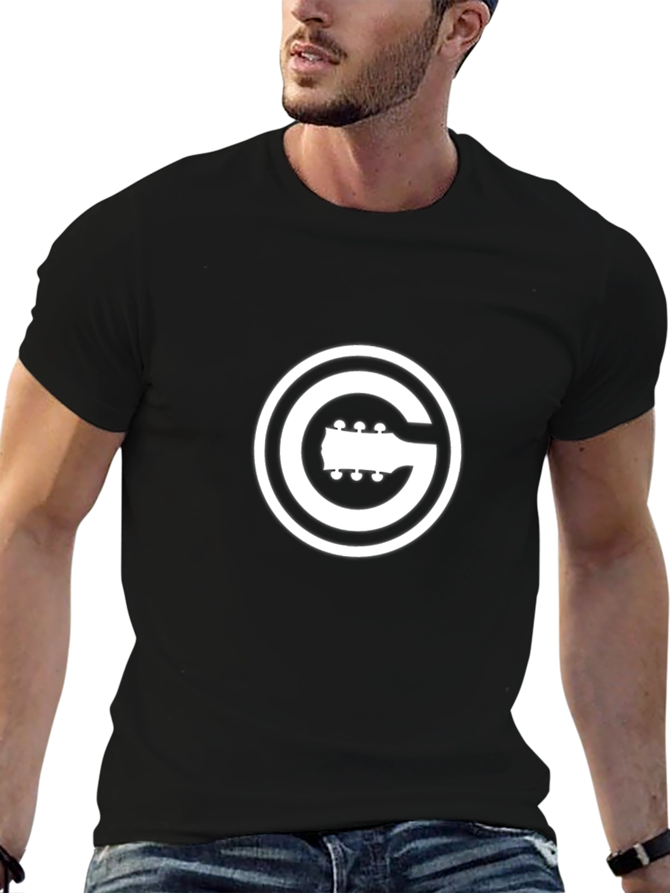 Guitar G Logo Black T-Shirt Music Lover Tee