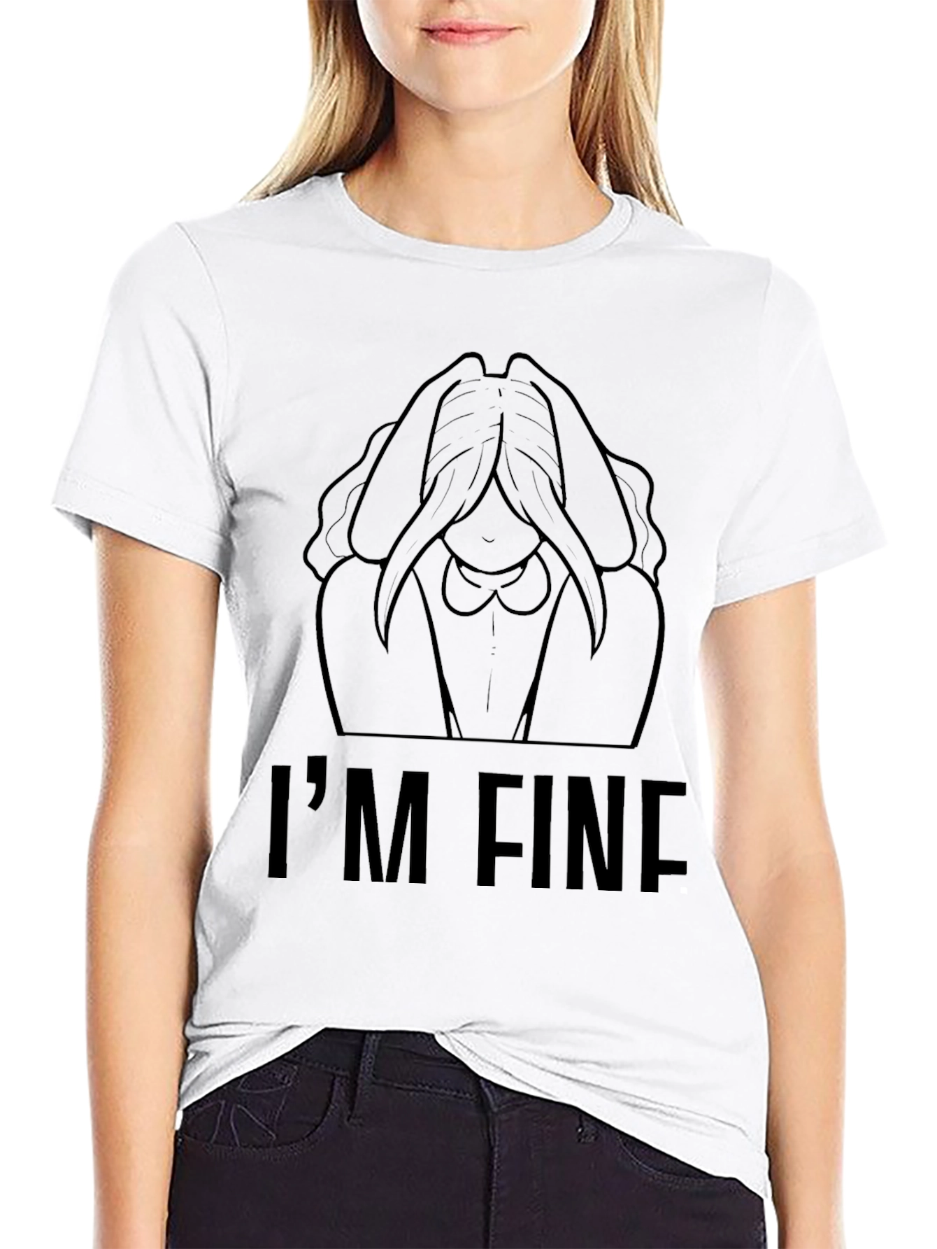 Im Fine Graphic Tee - Black Crew Neck T-Shirt
