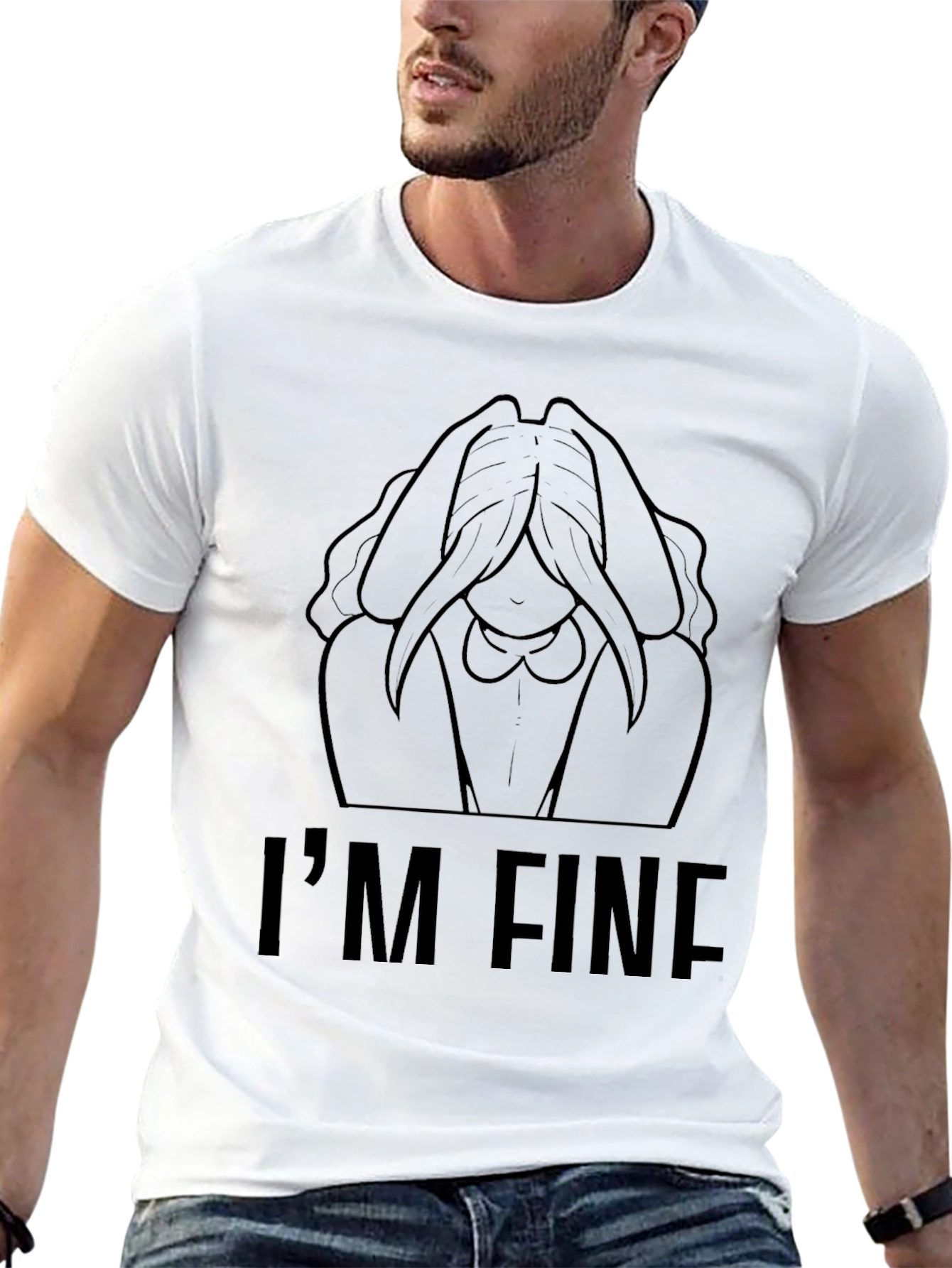 Im Fine Graphic Tee - Black Crew Neck T-Shirt
