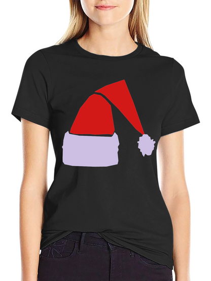 Festive Santa Hat Graphic Tee - Holiday Spirit!