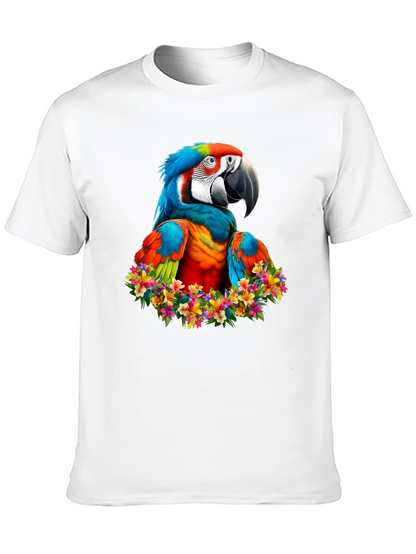 Macaw Parrot Floral Wreath Graphic T-Shirt