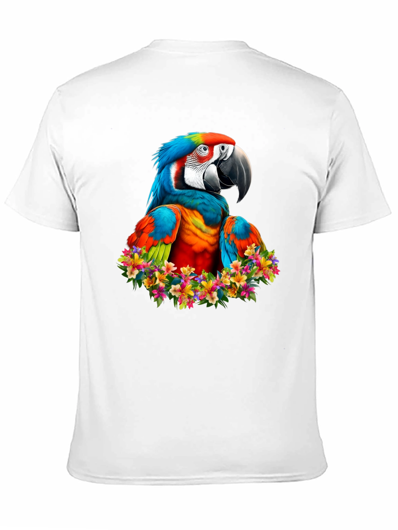 Macaw Parrot Floral Wreath Graphic T-Shirt