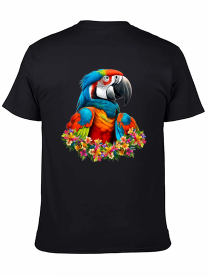 Macaw Parrot Floral Wreath Graphic T-Shirt