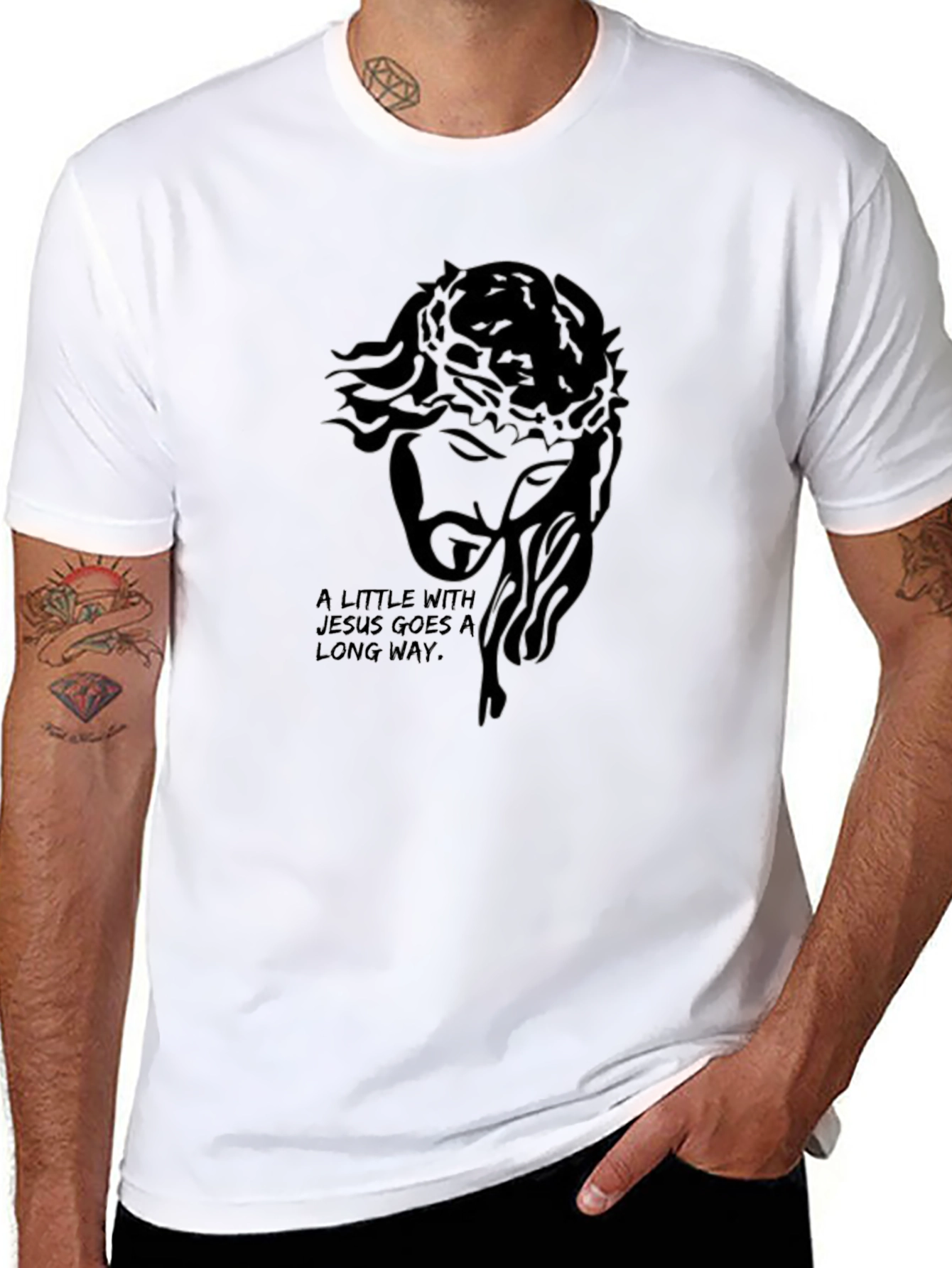 Jesus Graphic Print Black T-Shirt