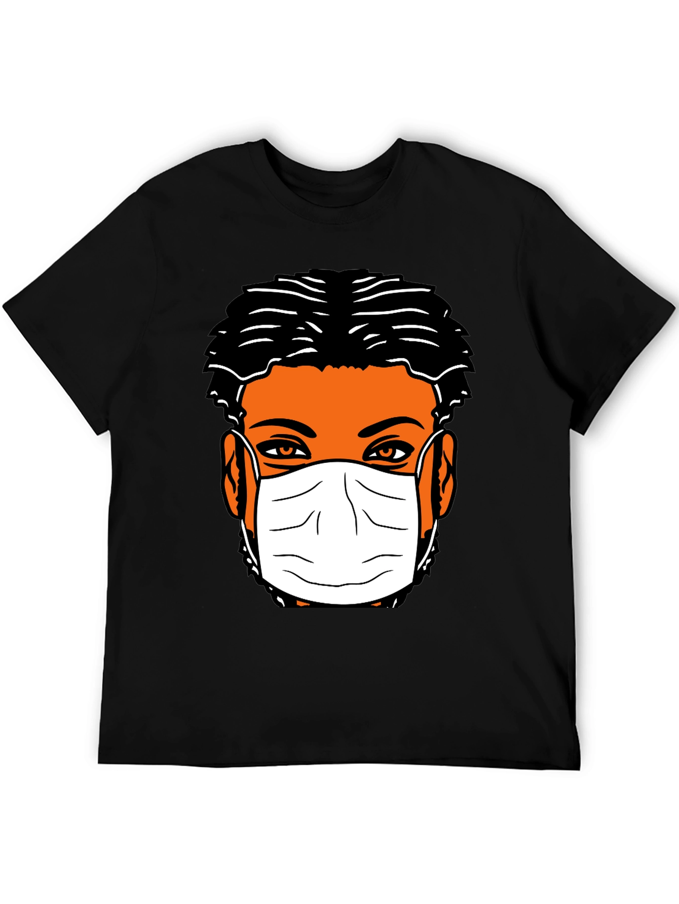 Masked Face Graphic Tee - Black
