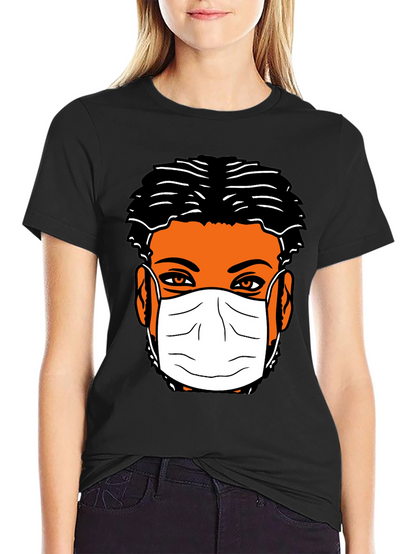 Masked Face Graphic Tee - Black