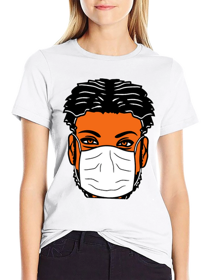 Masked Face Graphic Tee - Black