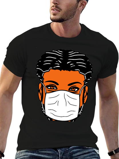 Masked Face Graphic Tee - Black