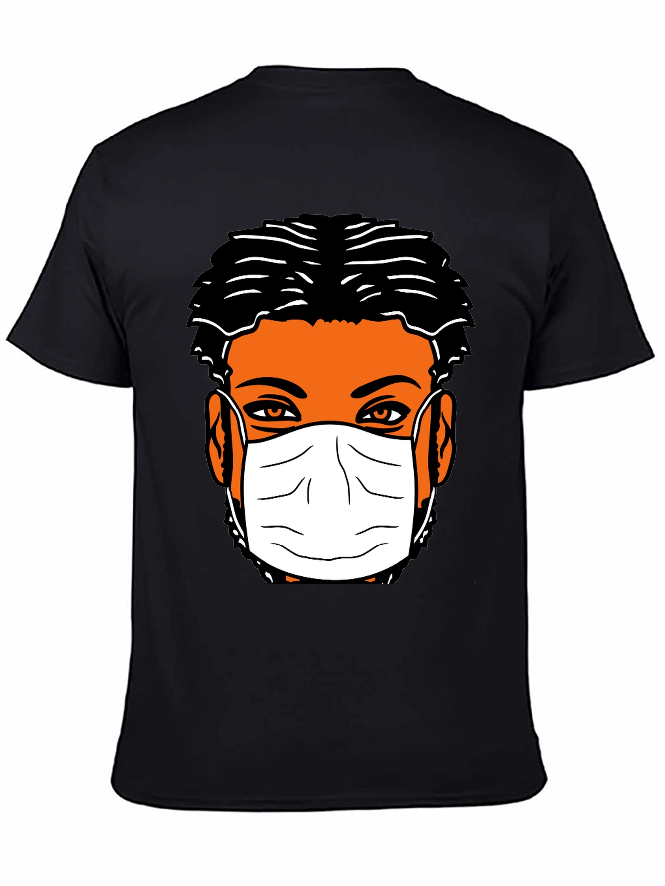 Masked Face Graphic Tee - Black