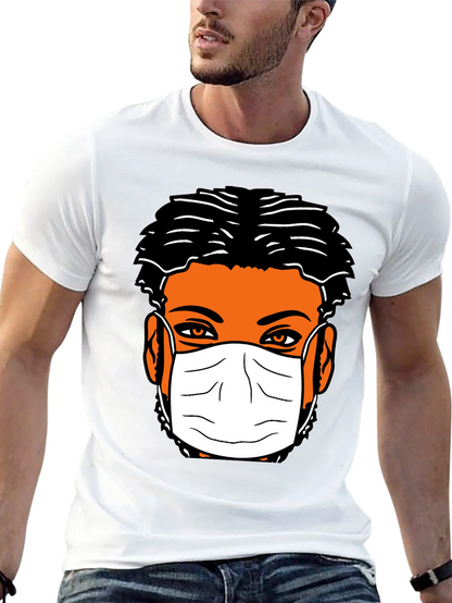 Masked Face Graphic Tee - Black