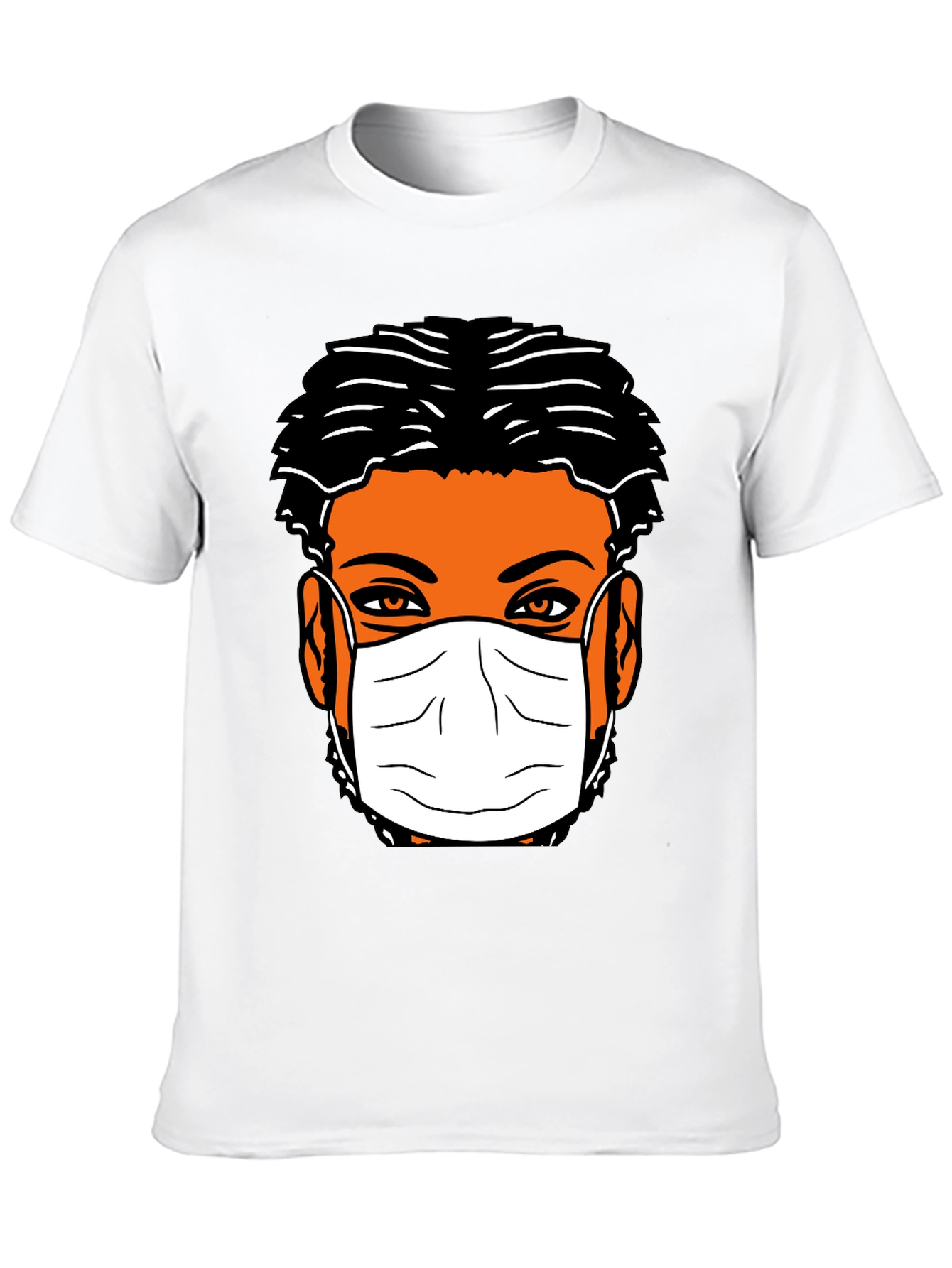 Masked Face Graphic Tee - Black