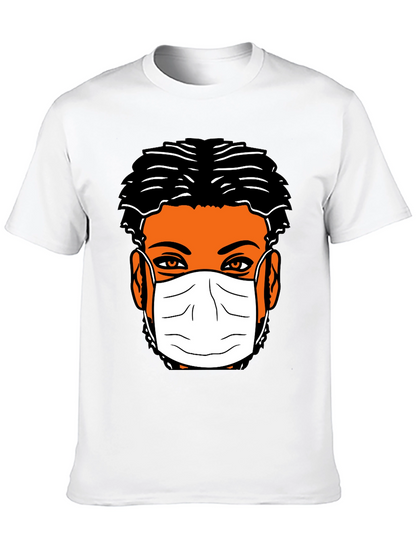 Masked Face Graphic Tee - Black