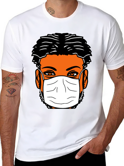 Masked Face Graphic Tee - Black