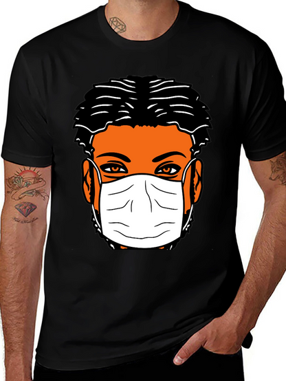 Masked Face Graphic Tee - Black