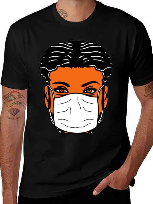 Masked Face Graphic Tee - Black
