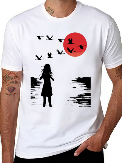 Sunset Silhouette T-Shirt - Gothic Style Graphic Tee