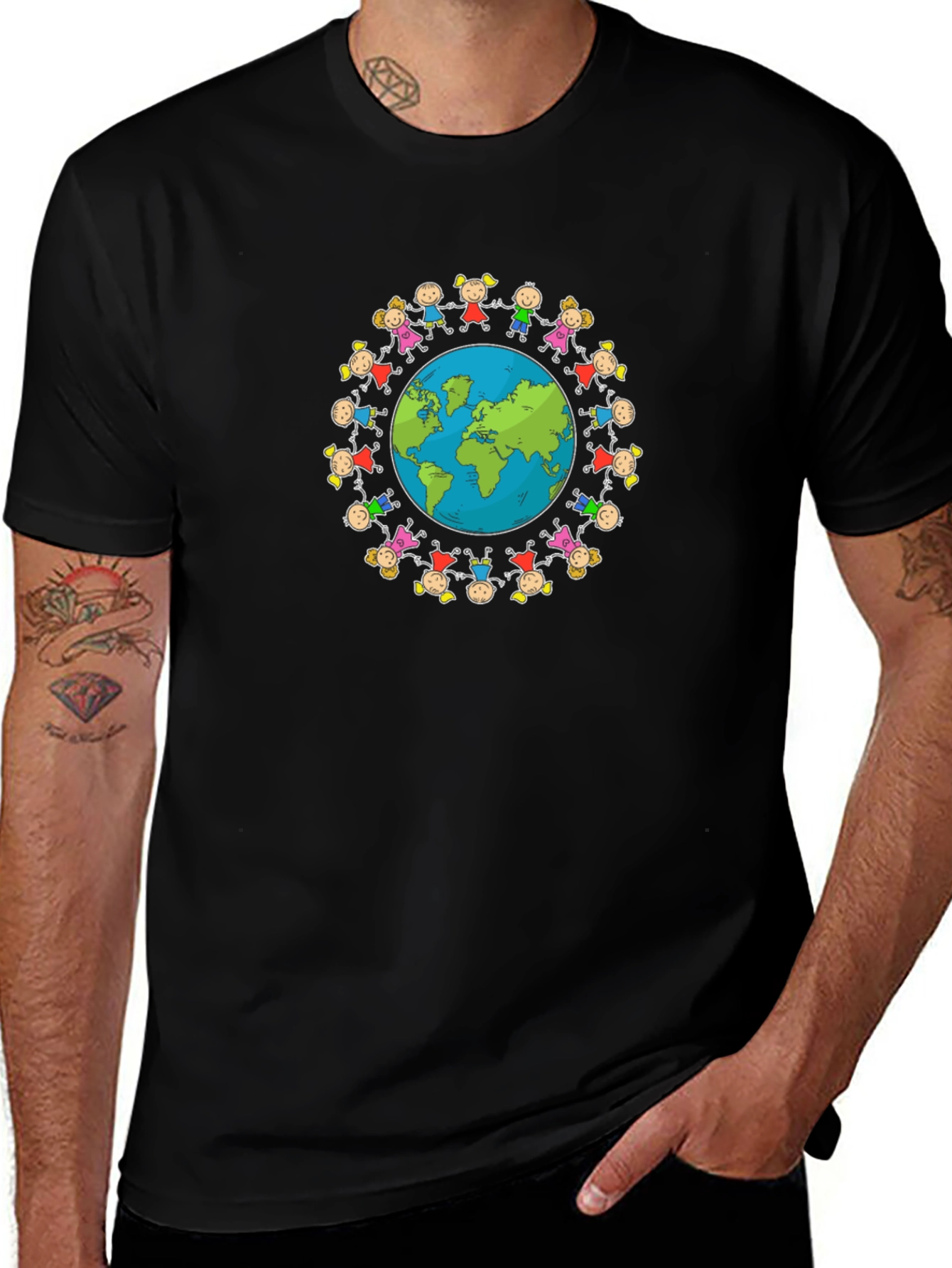 Unisex Black T-Shirt with Global Unity Graphic
