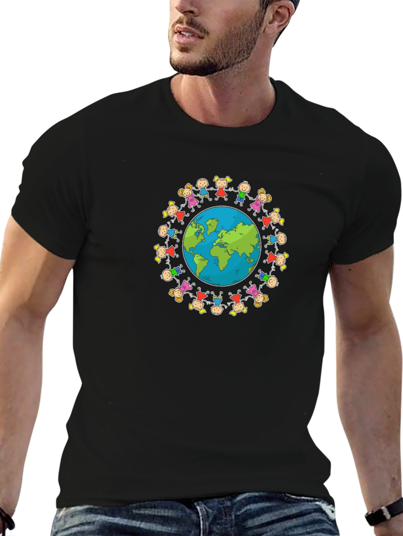 Unisex Black T-Shirt with Global Unity Graphic