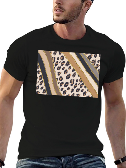 Stylish Leopard Print Stripe T-Shirt
