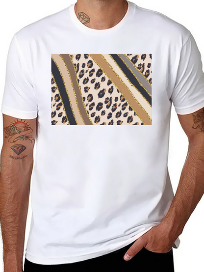 Stylish Leopard Print Stripe T-Shirt