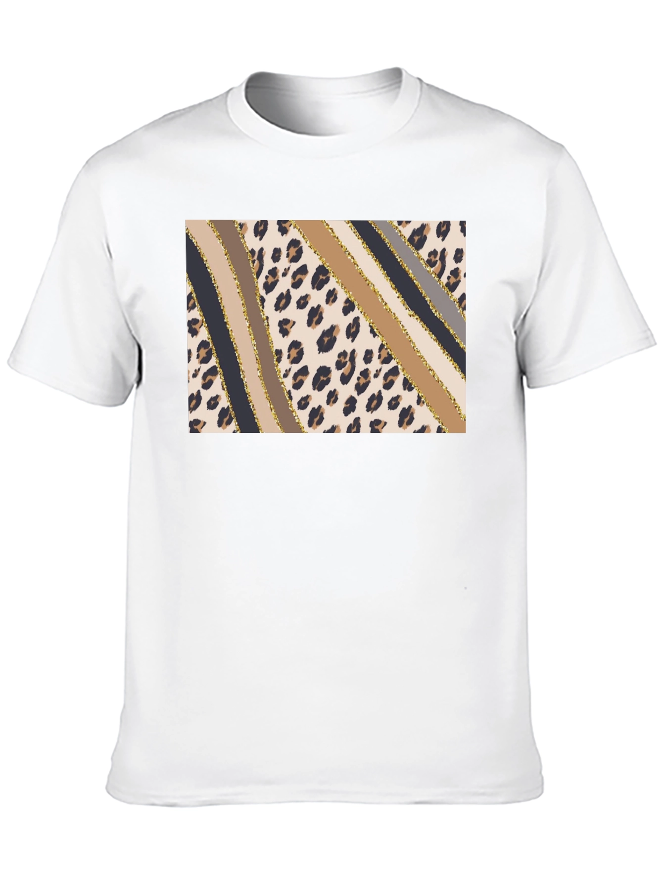 Stylish Leopard Print Stripe T-Shirt