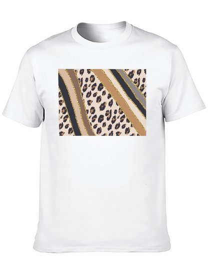 Stylish Leopard Print Stripe T-Shirt