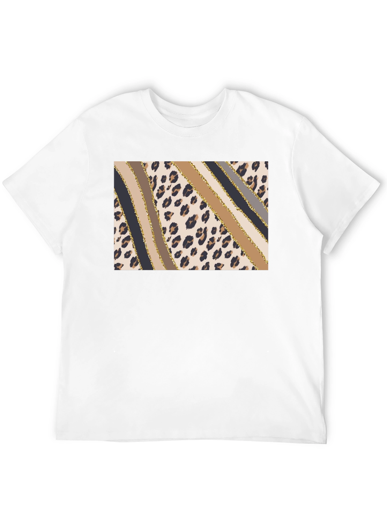 Stylish Leopard Print Stripe T-Shirt