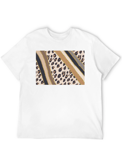 Stylish Leopard Print Stripe T-Shirt
