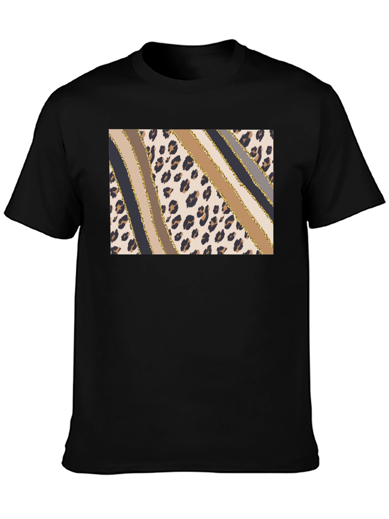 Stylish Leopard Print Stripe T-Shirt