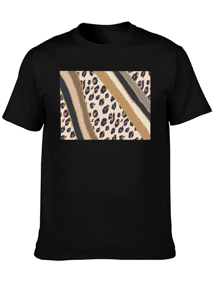 Stylish Leopard Print Stripe T-Shirt