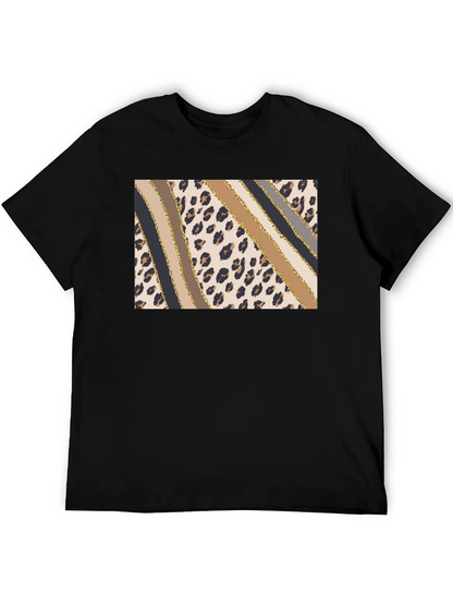Stylish Leopard Print Stripe T-Shirt