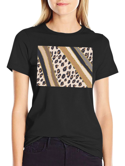Stylish Leopard Print Stripe T-Shirt