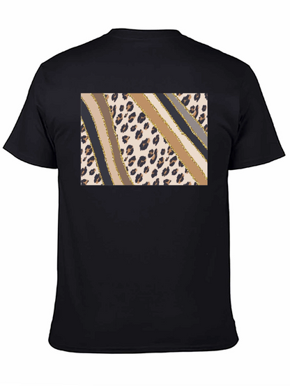 Stylish Leopard Print Stripe T-Shirt
