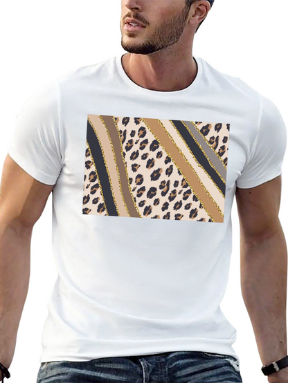 Stylish Leopard Print Stripe T-Shirt