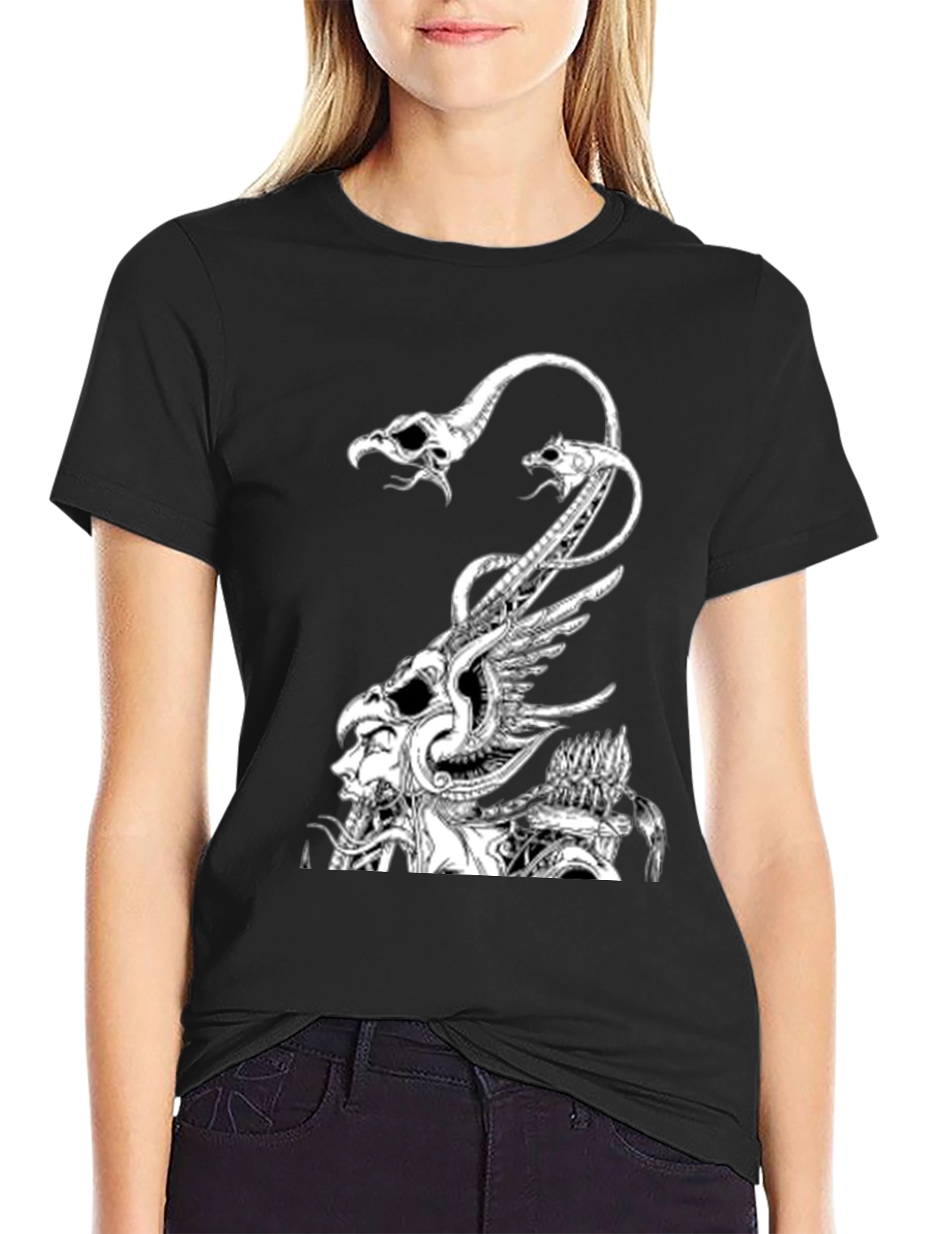 Graphic Print Black Crew Neck T-Shirt